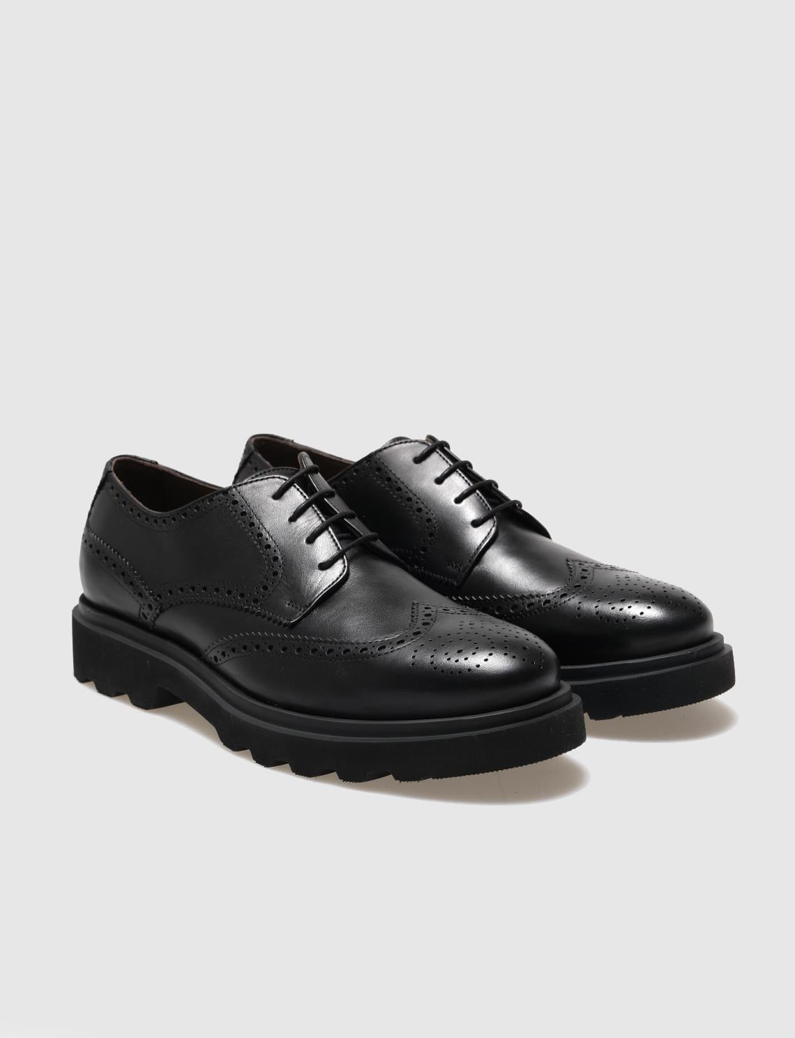 Genuine Leather Black Lace-up Men's Casual Shoes