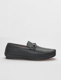 Genuine Leather Black Buckle Men's Loafer