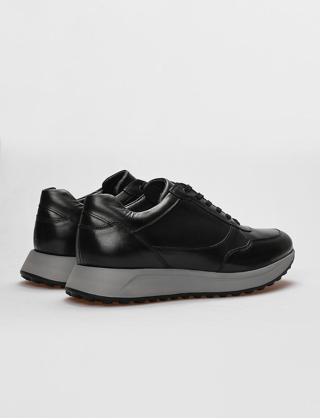 Genuine Leather Black Lace-up Men's Athletic Shoes