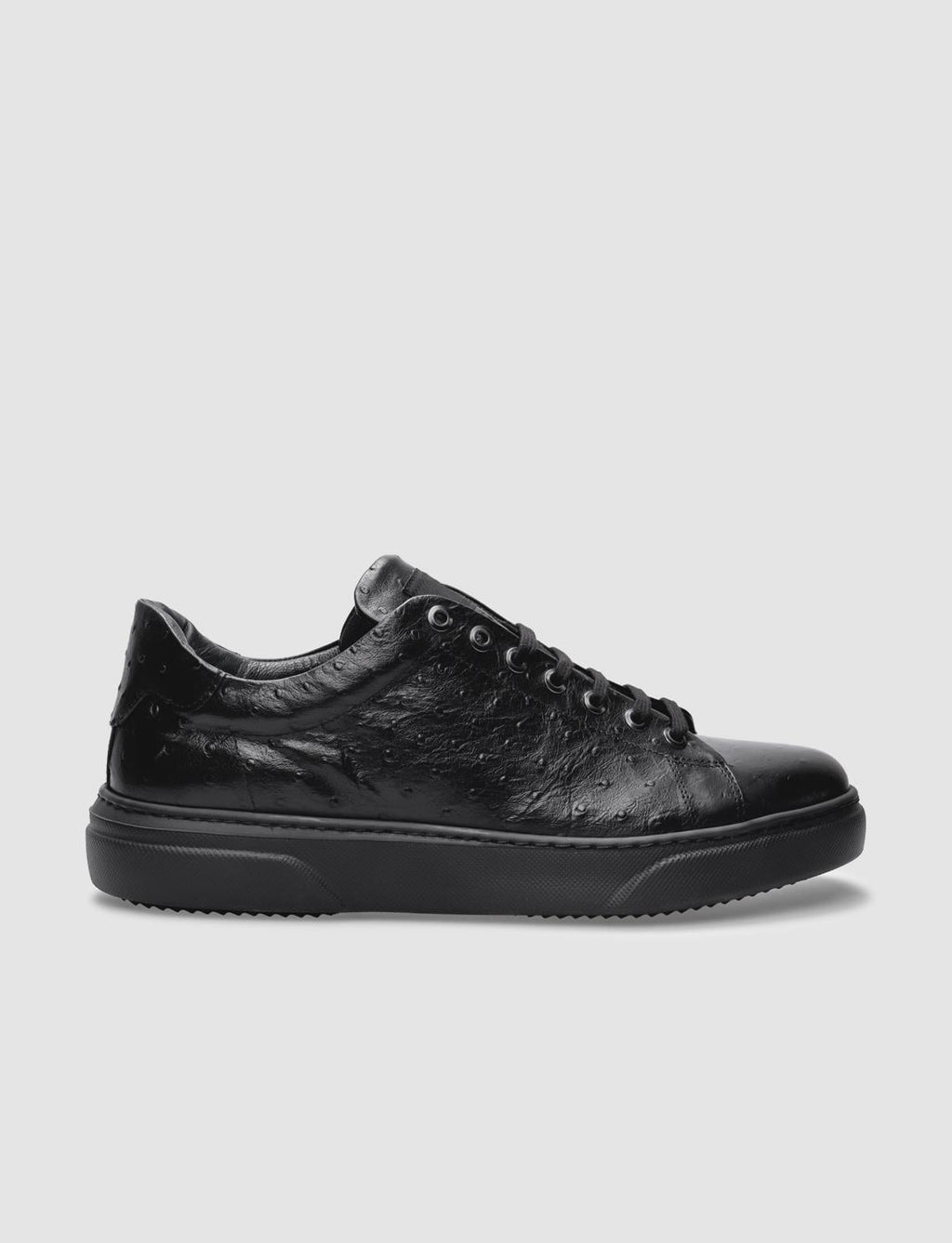 Genuine Leather Textured Black Lace-up Men's Athletic Shoes