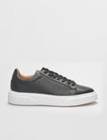 Genuine Leather Black Lace-up Men's Athletic Shoes