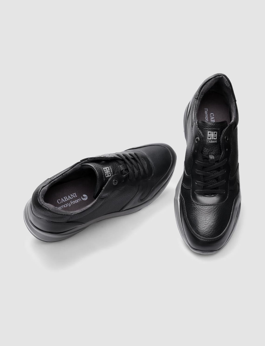 Genuine Leather Black Lace-up Men's Athletic Shoes
