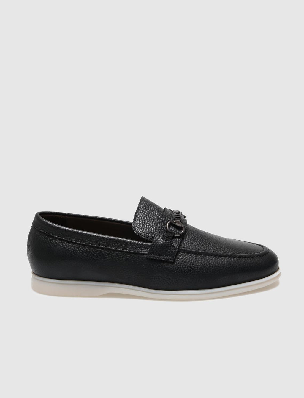 Genuine Leather Black and White Buckle Men's Casual Shoes (121413-1805)