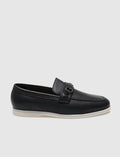 Genuine Leather Black and White Buckle Men's Casual Shoes (121413-1805)