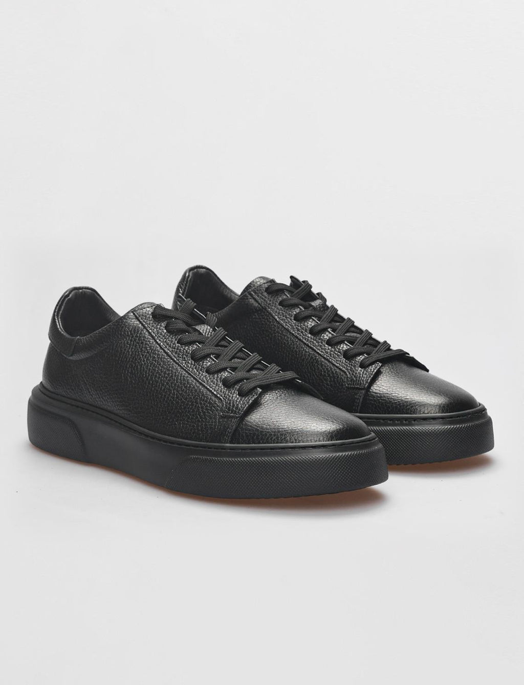 Genuine Leather Black Lace-up Men's Athletic Shoes