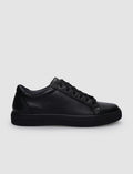 Genuine Leather Black Lace-up Men's Athletic Shoes
