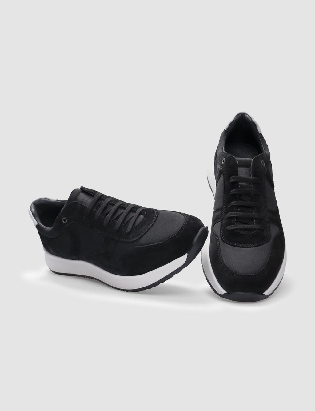Genuine Leather Black Lace-up Men's Athletic Shoes