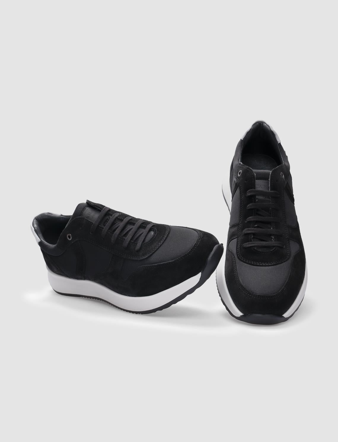 Genuine Leather Black Lace-up Men's Athletic Shoes