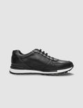 Genuine Leather Black and White Lace-up Men's Athletic Shoes (120021-2236)