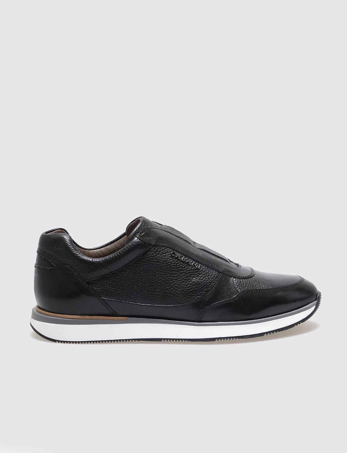 Genuine Leather Black Men's Athletic Shoes