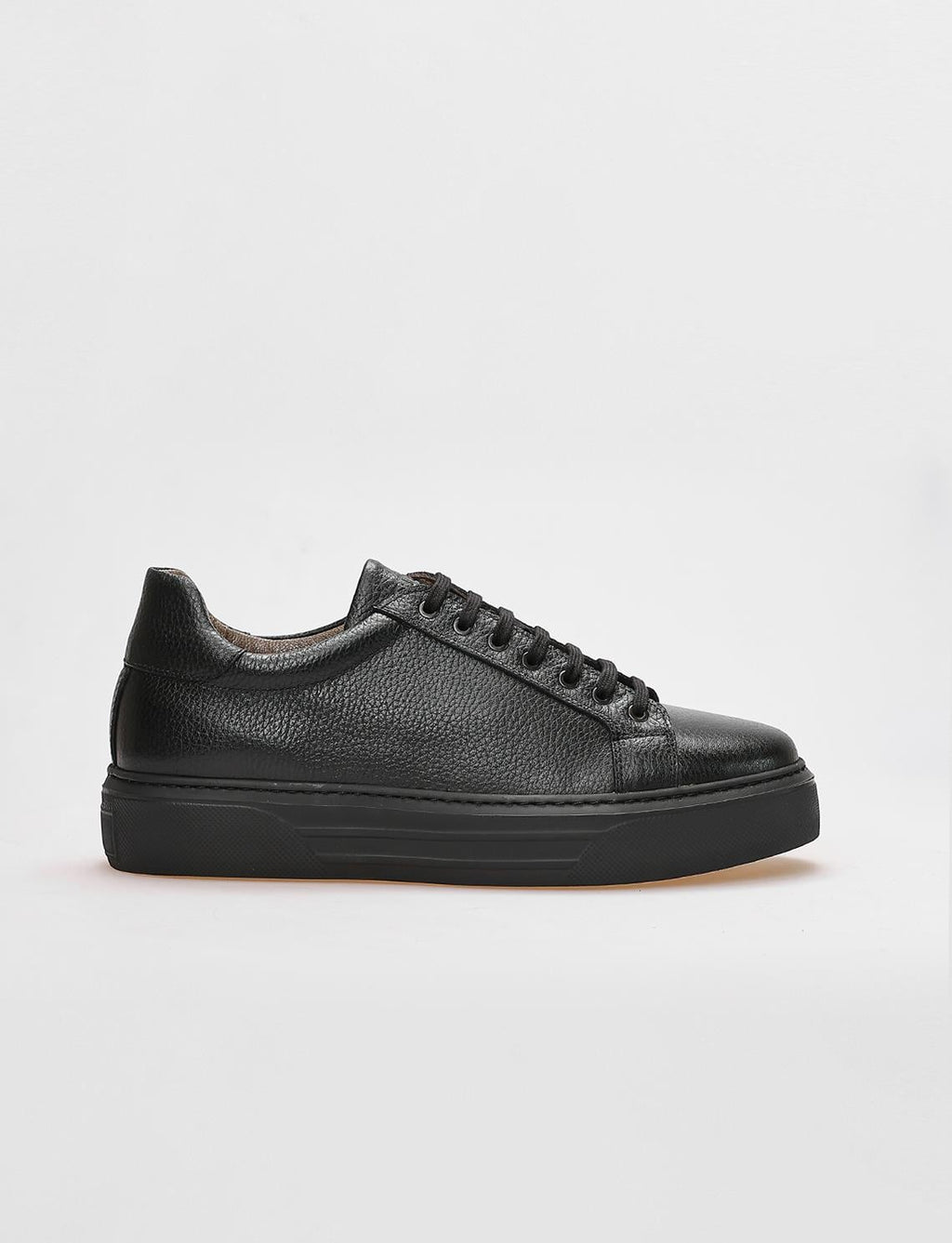 Genuine Leather Black Lace-up Men's Athletic Shoes