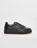 Genuine Leather Black Lace-up Men's Athletic Shoes