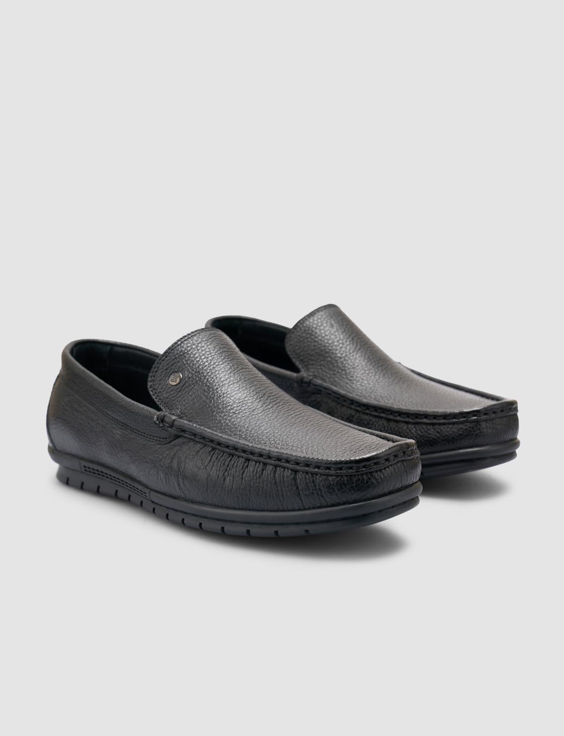 100% Genuine Leather Black Men's Casual Shoes