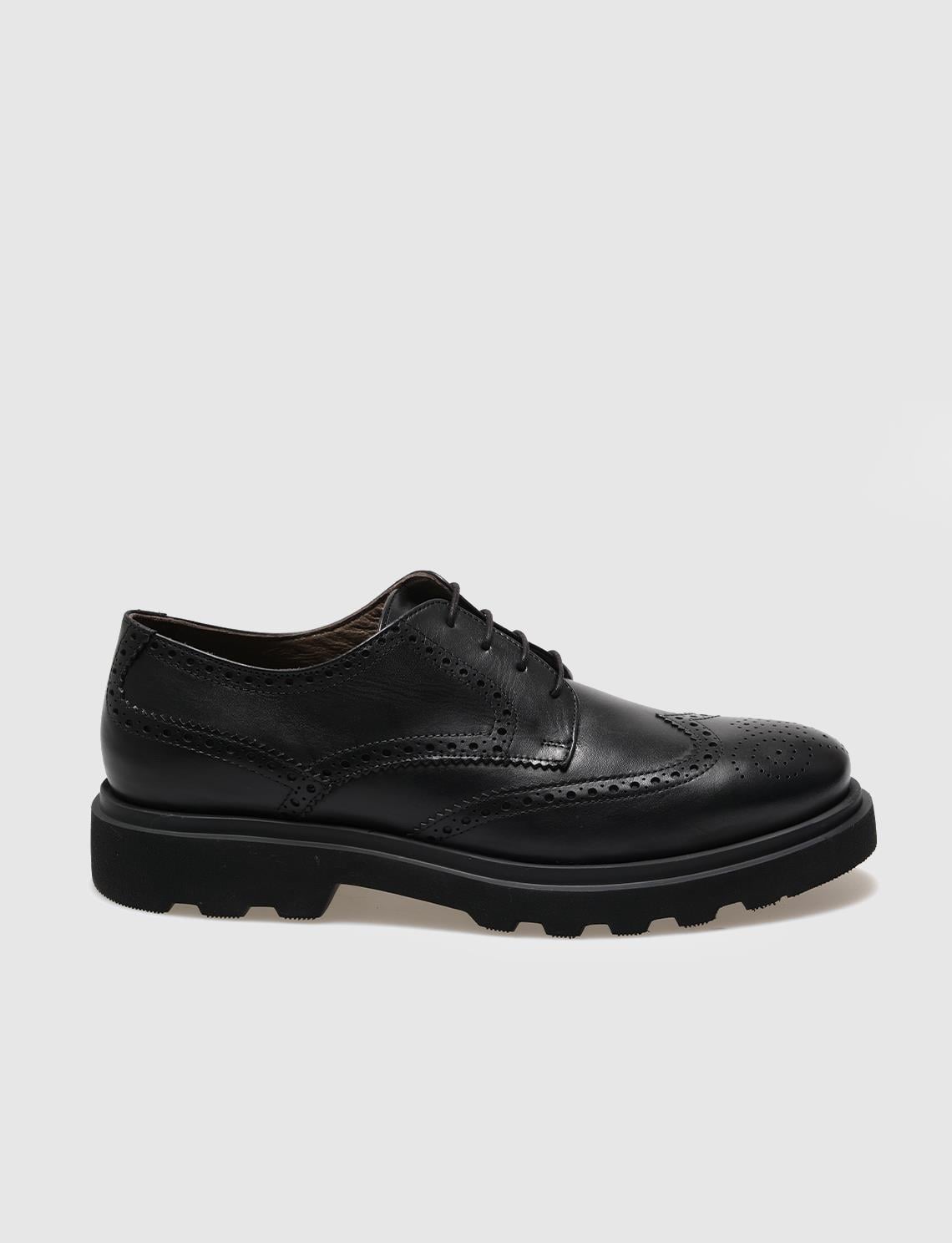 Genuine Leather Black Lace-up Men's Casual Shoes