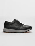 Genuine Leather Black Lace-up Men's Athletic Shoes