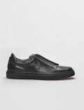 Genuine Leather Black Elastic Men's Athletic Shoes