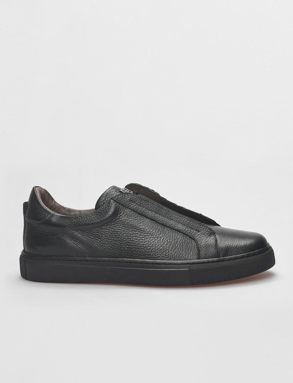 Genuine Leather Textured Black Elastic Men's Athletic Shoes (121679-1780)