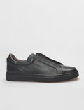 Genuine Leather Textured Black Elastic Men's Athletic Shoes (121679-1780)