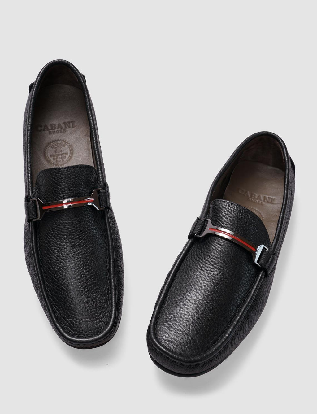 Genuine Leather Black Buckle Men's Loafer