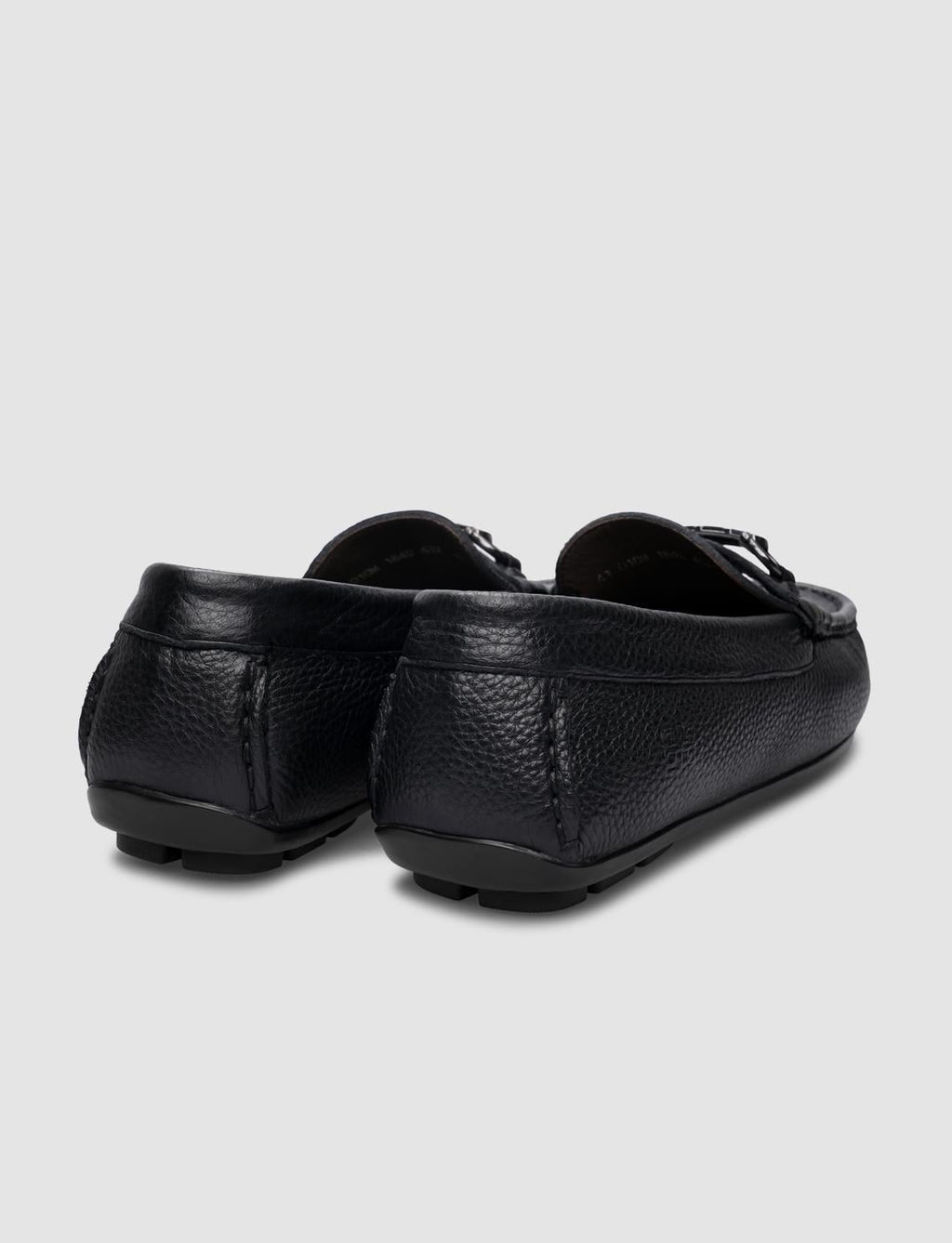 100% Genuine Leather Black Buckle Men's Loafer