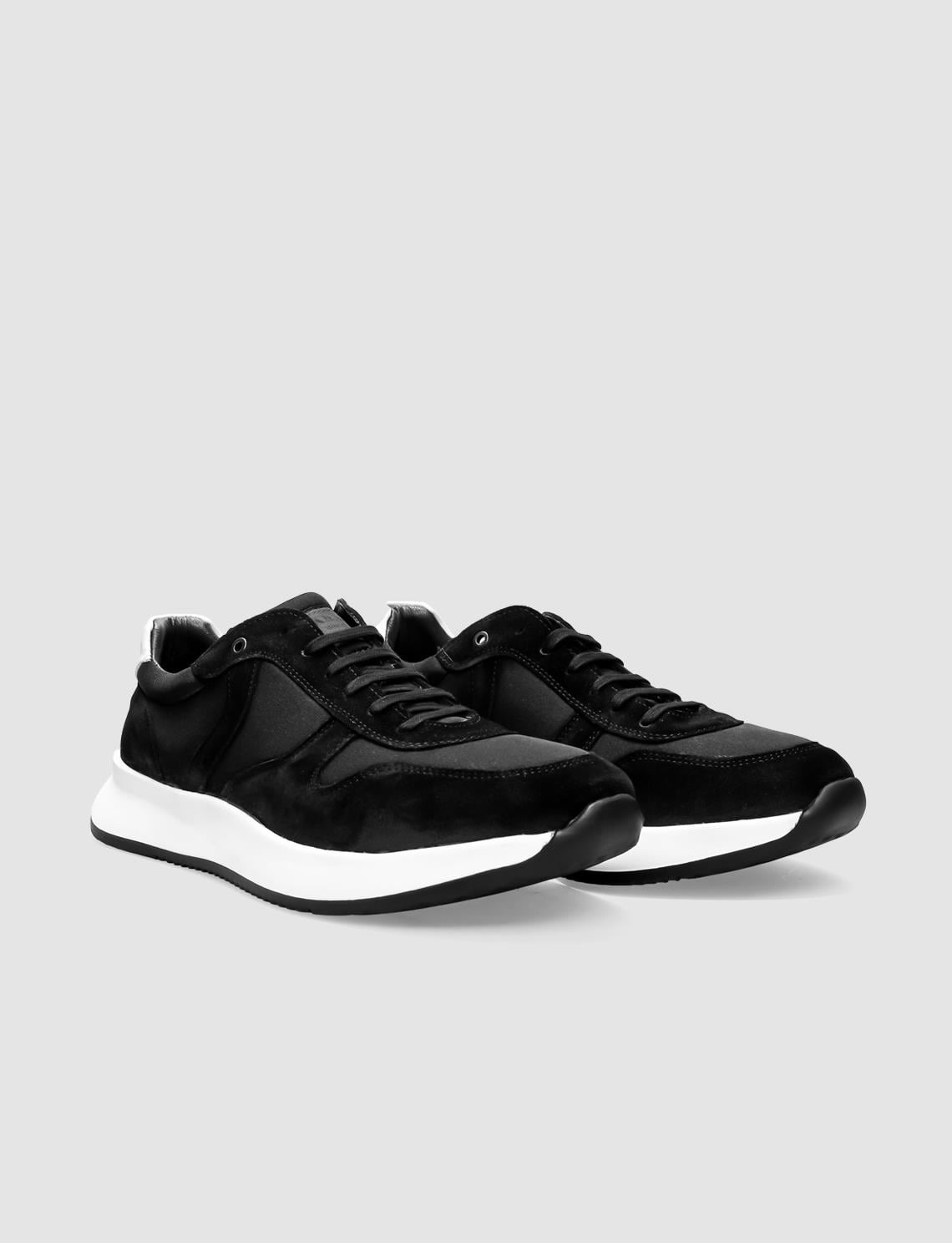 Genuine Leather Black Lace-up Men's Athletic Shoes