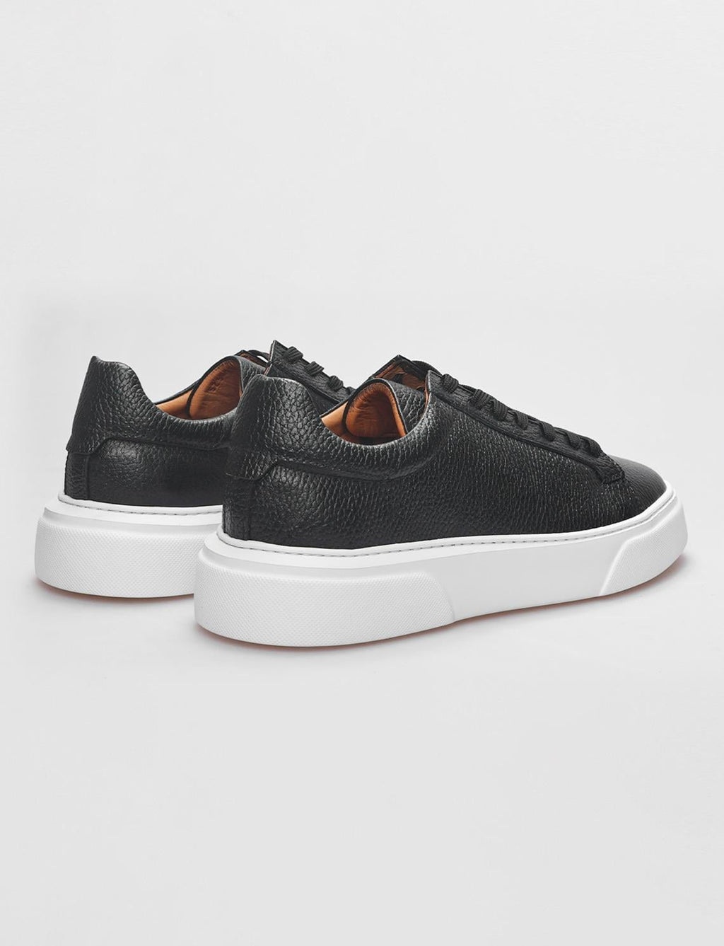 Genuine Leather Black Lace-up Men's Athletic Shoes