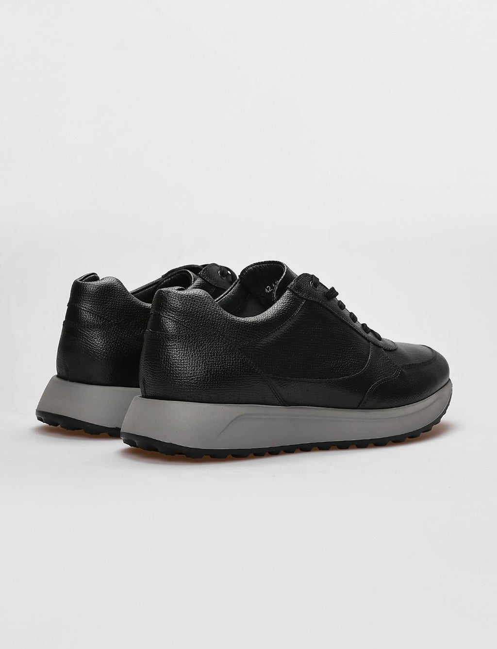 Genuine Leather Black Lace-up Men's Athletic Shoes
