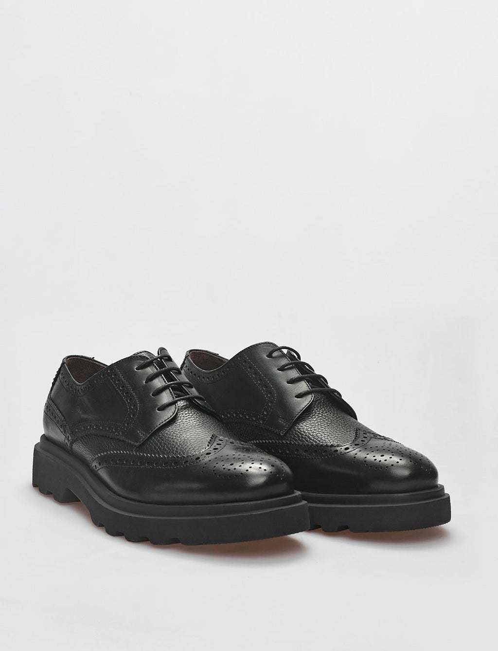 Genuine Leather Textured Black Lace-up Men's Casual Shoes