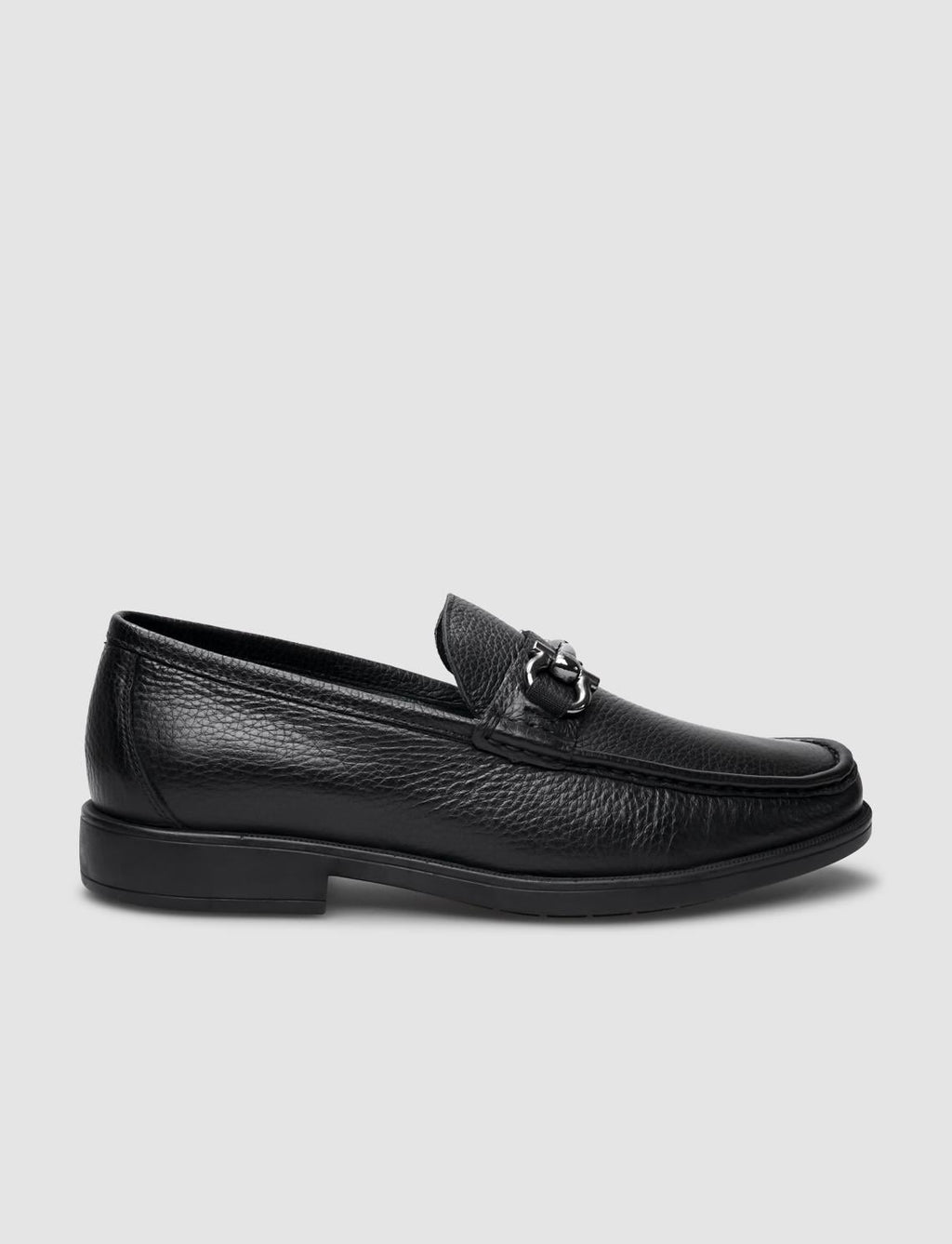 100% Genuine Leather Black Buckle Men's Casual Shoes