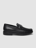 100% Genuine Leather Black Buckle Men's Casual Shoes