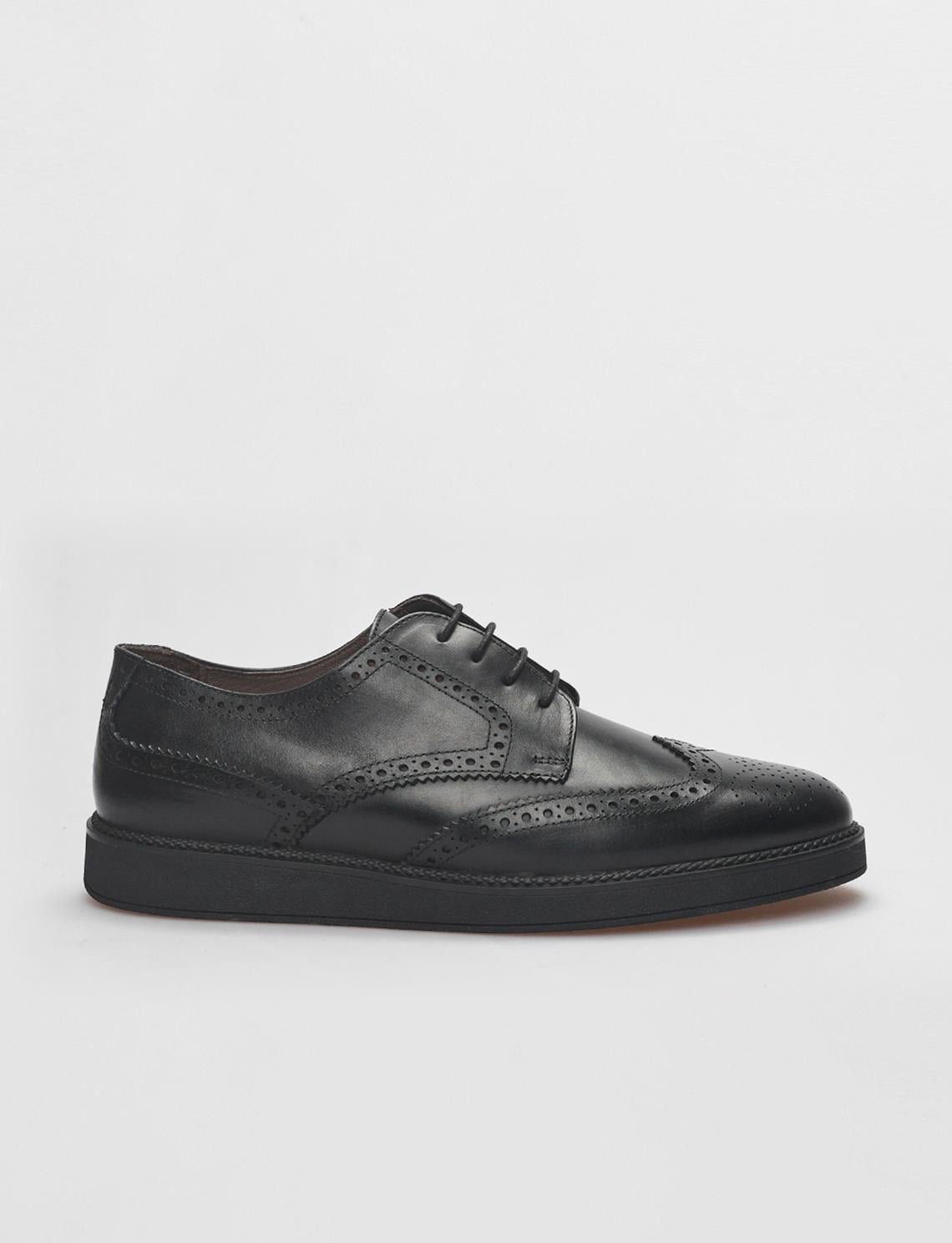 Genuine Leather Black Lace-up Men's Casual Shoes