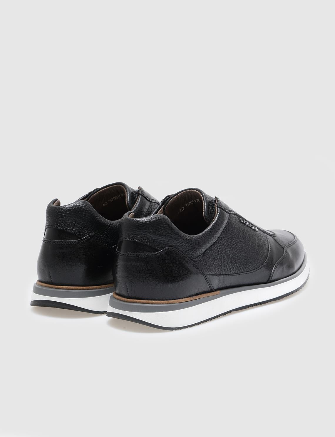 Genuine Leather Black Men's Athletic Shoes