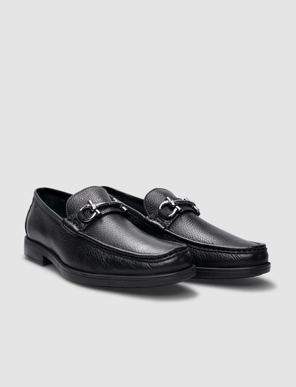 100% Genuine Leather Black Buckle Men's Casual Shoes