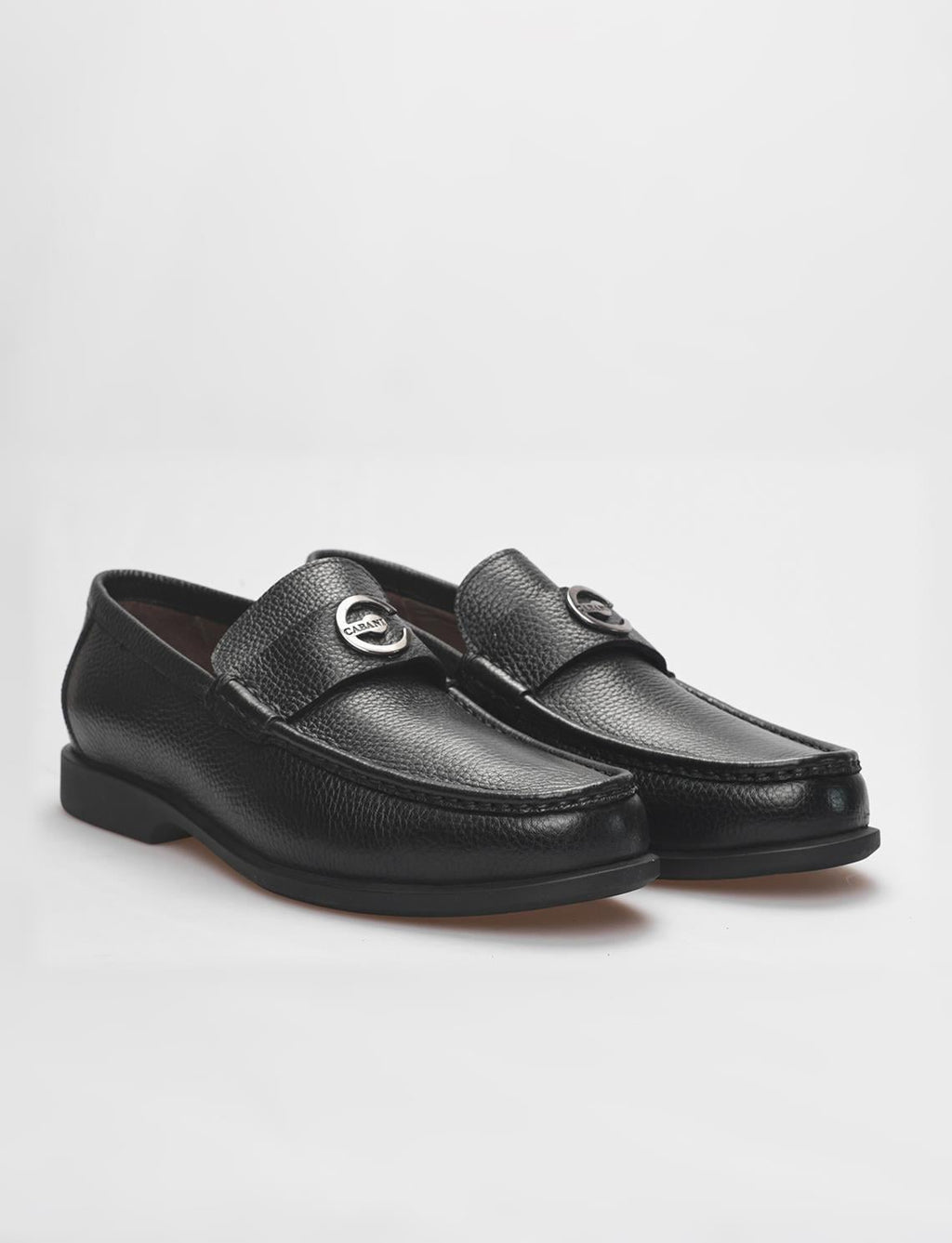 Genuine Leather Black Buckle Men's Casual Shoes