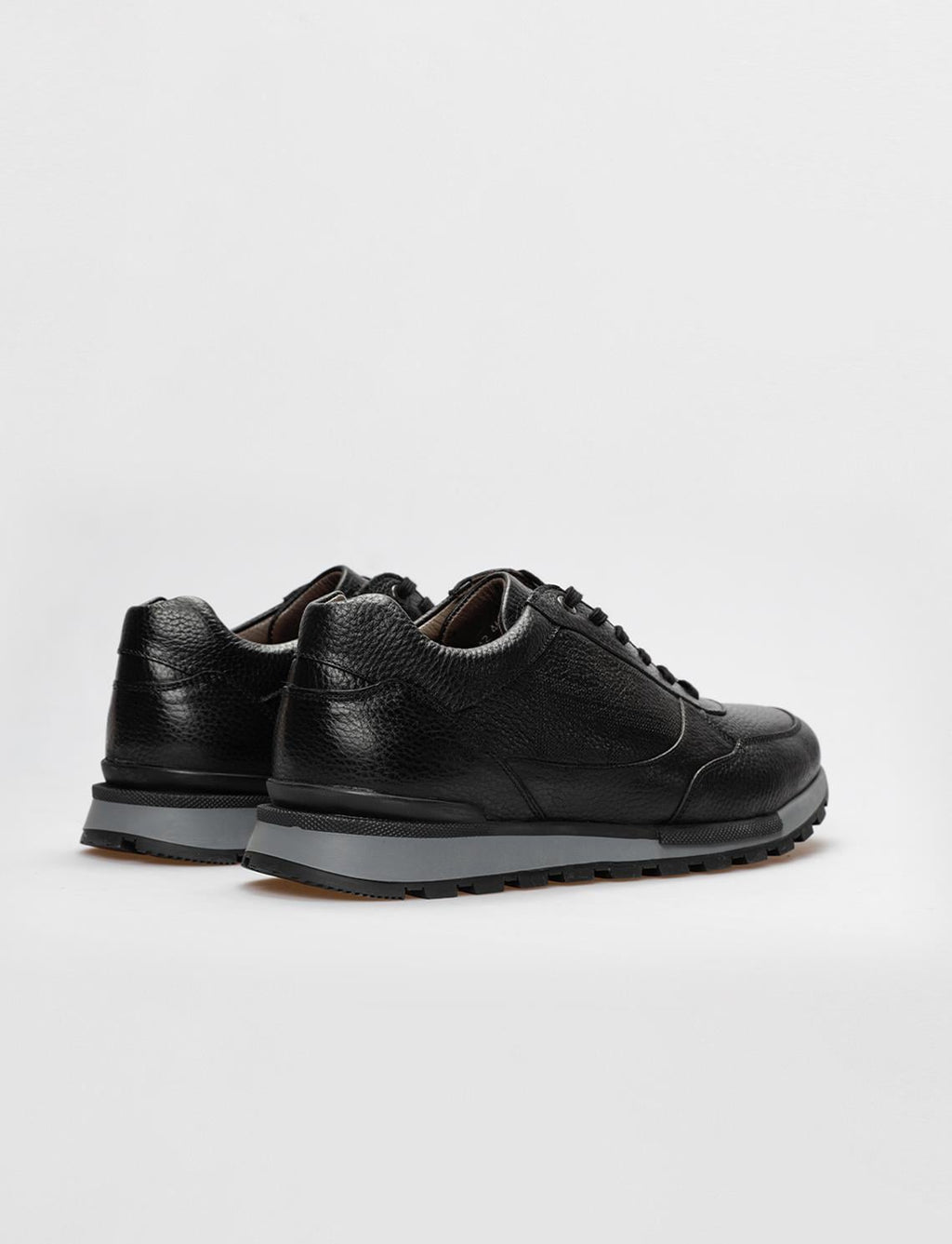 Genuine Leather Black Lace-up Men's Athletic Shoes