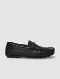 Genuine Leather Black Buckle Men's Loafer