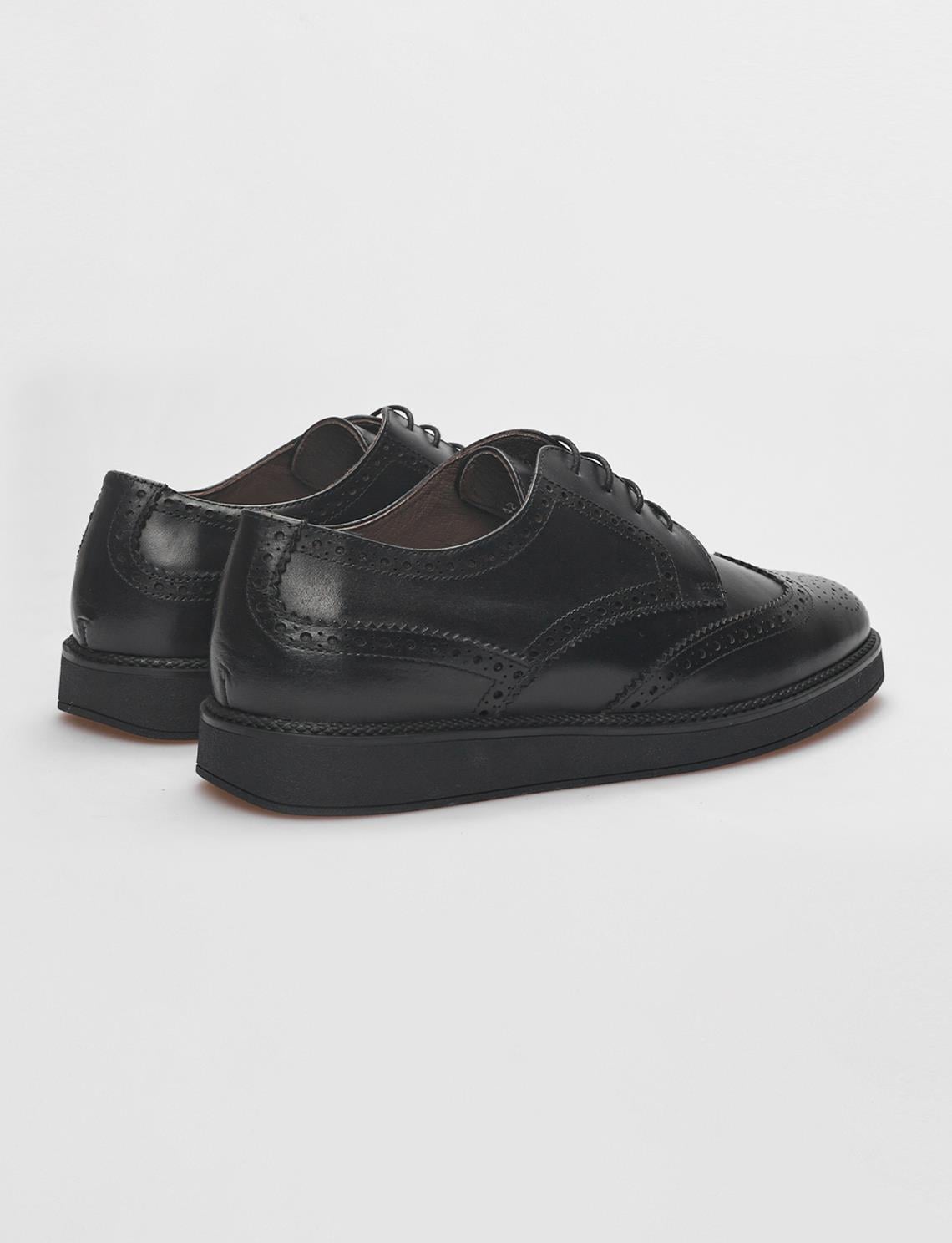 Genuine Leather Black Lace-up Men's Casual Shoes