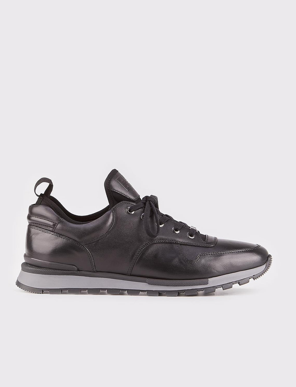 Genuine Leather Black Lace-up Men's Athletic Shoes