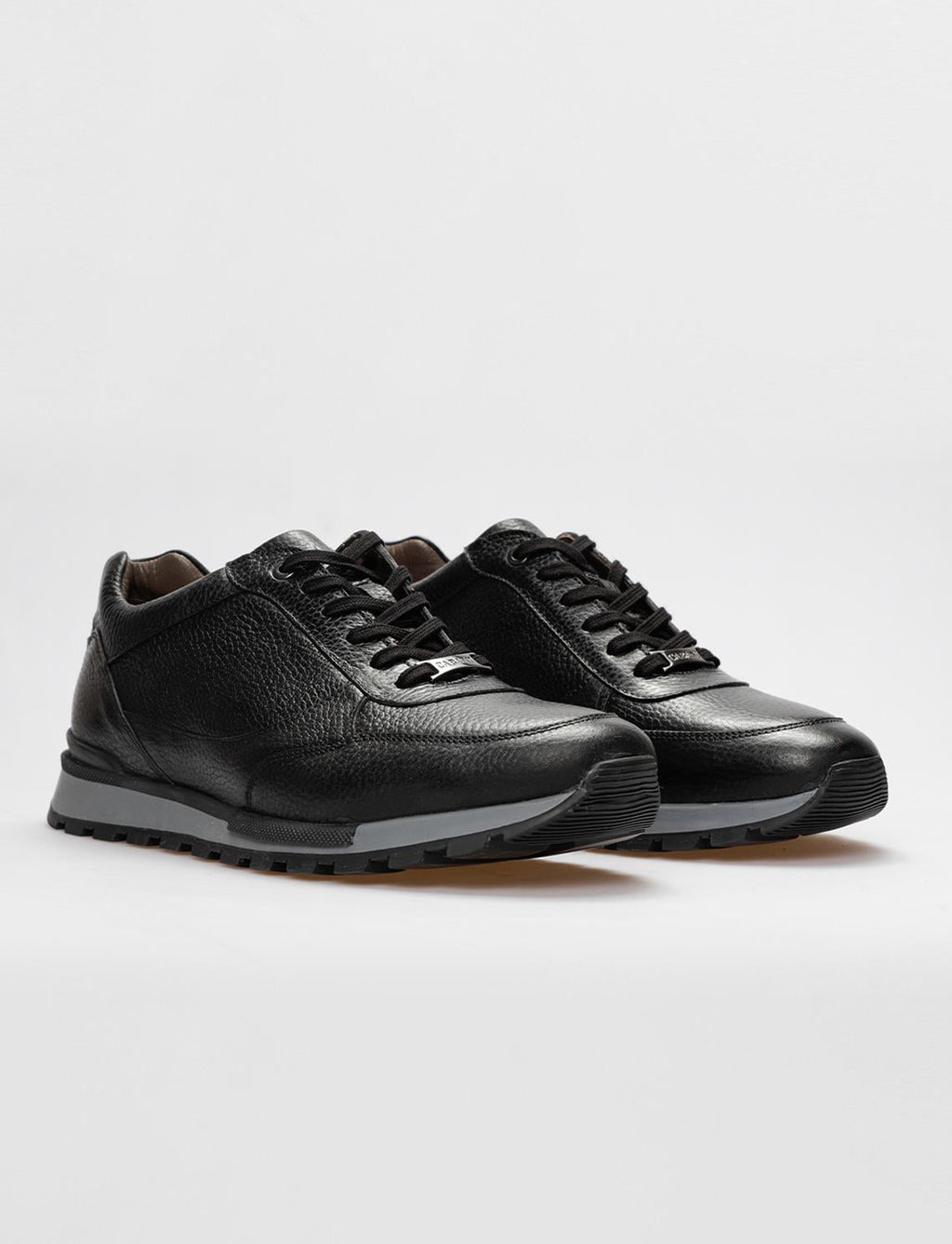 Genuine Leather Black Lace-up Men's Athletic Shoes