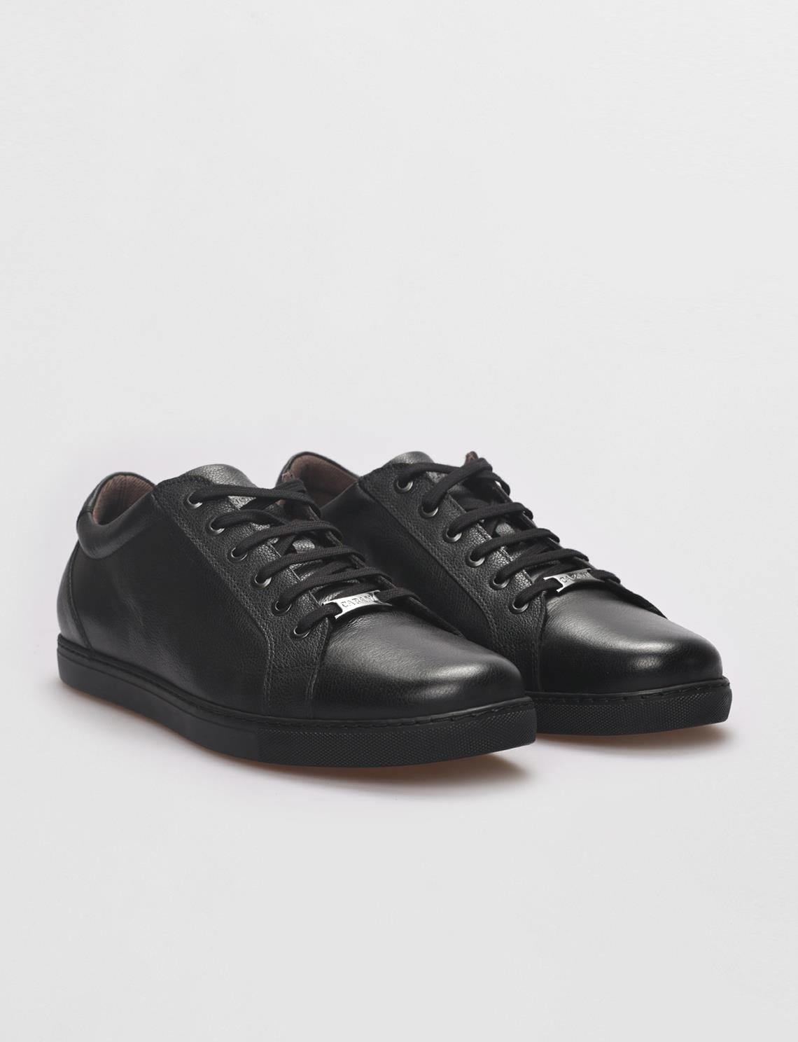 Genuine Leather Black Lace-up Men's Sneaker
