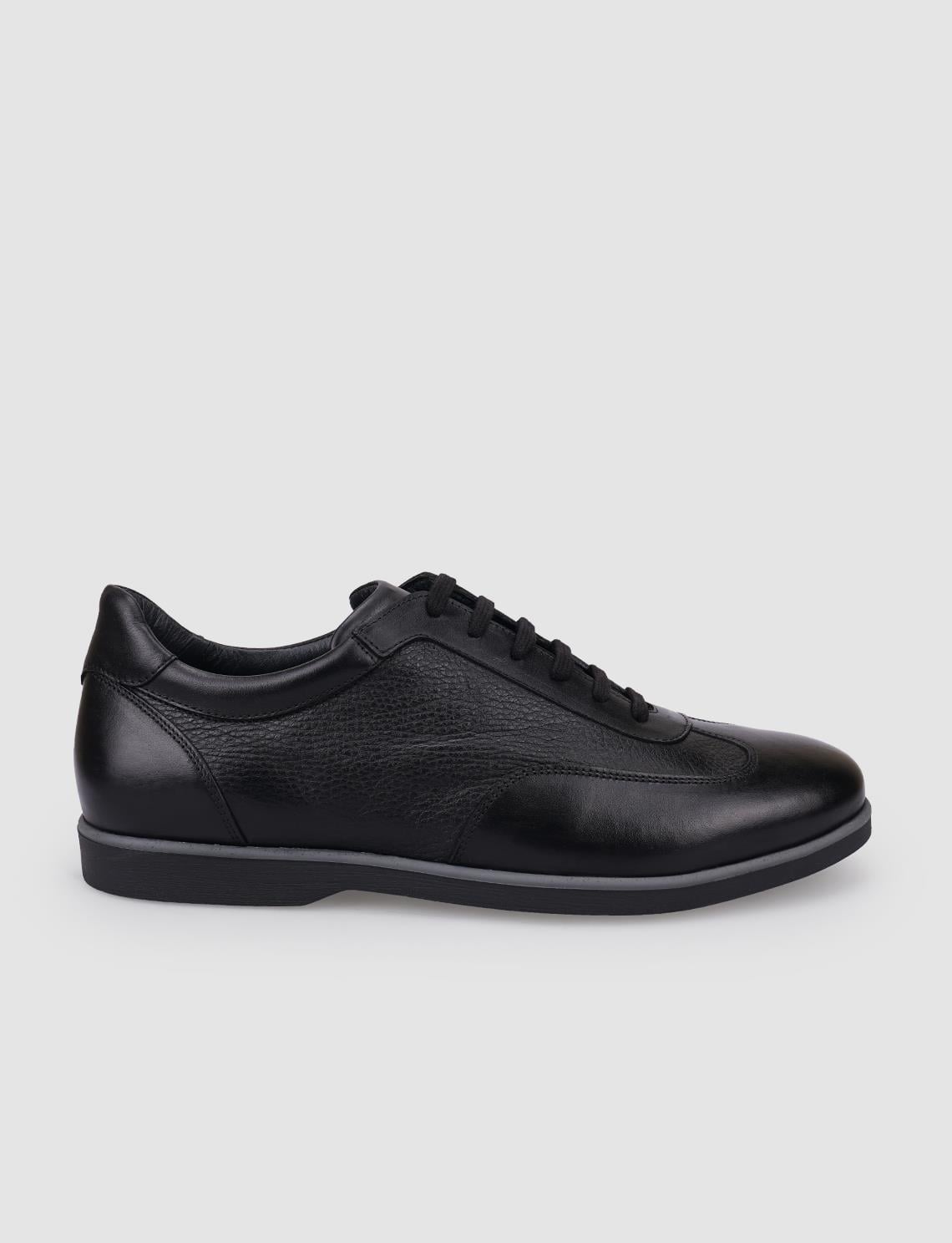 Genuine Leather Black Lace-up Men's Casual Shoes