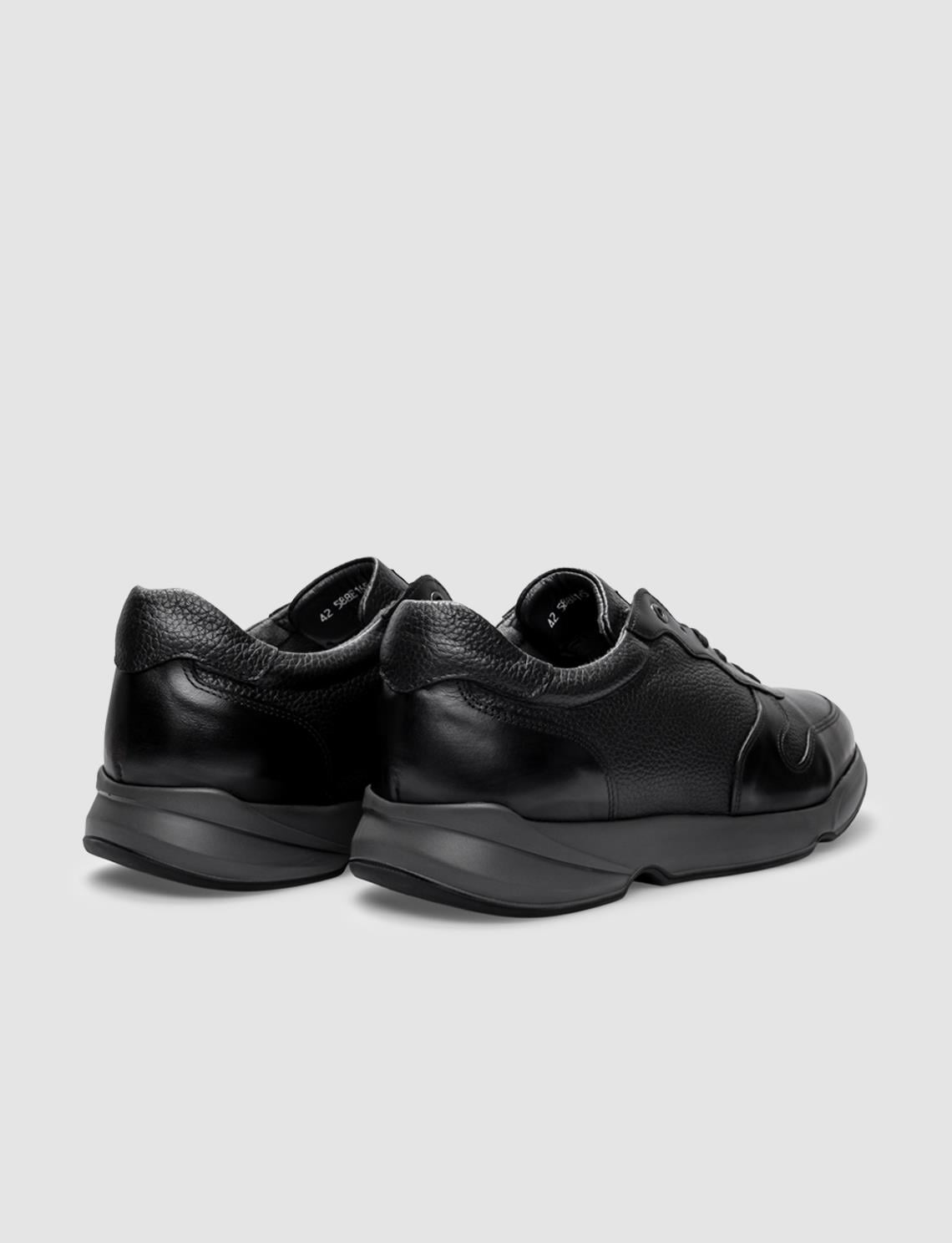 Genuine Leather Black Lace-up Men's Athletic Shoes