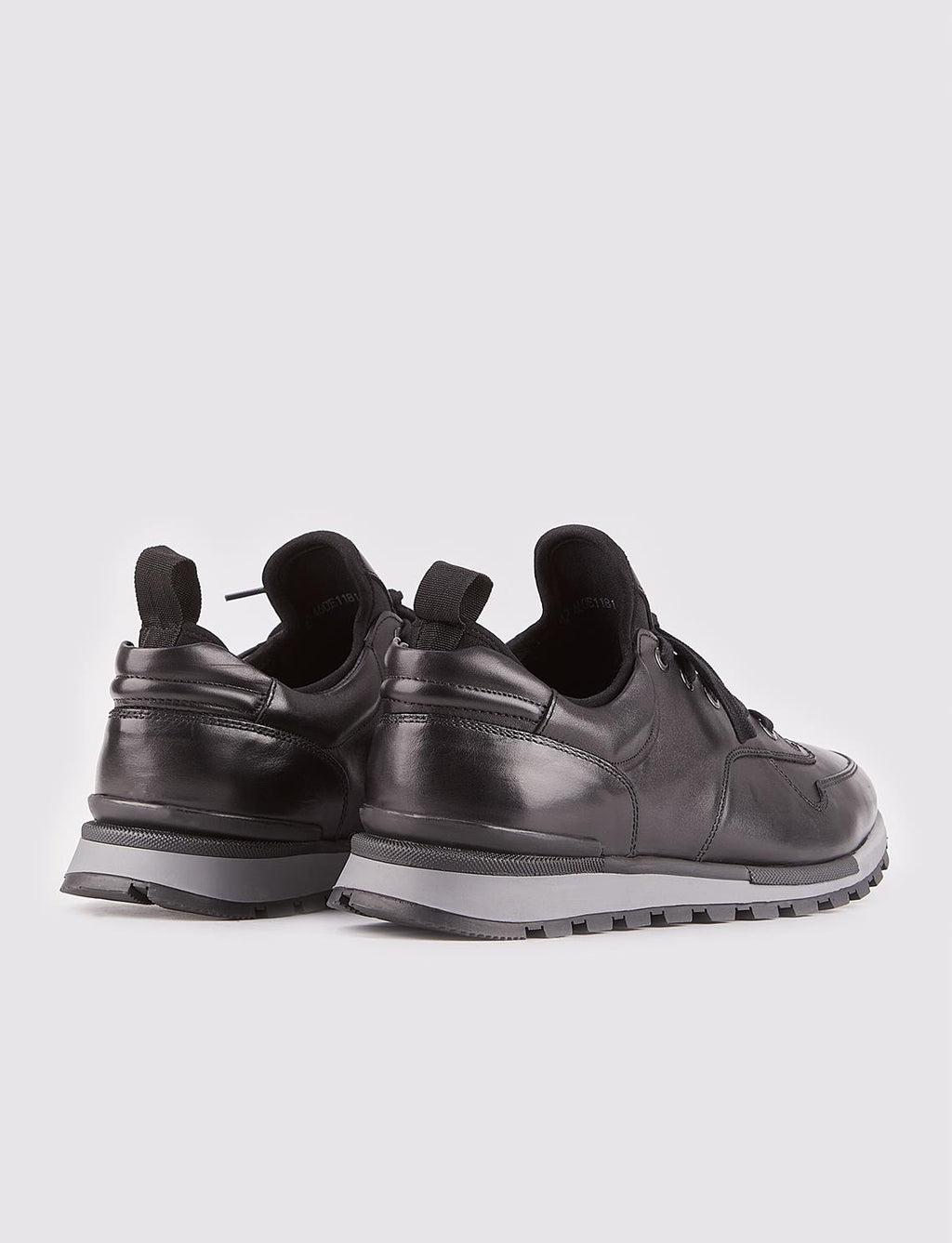 Genuine Leather Black Lace-up Men's Athletic Shoes