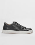 Genuine Leather Black and White Lace-up Men's Athletic Shoes (121208-1805)
