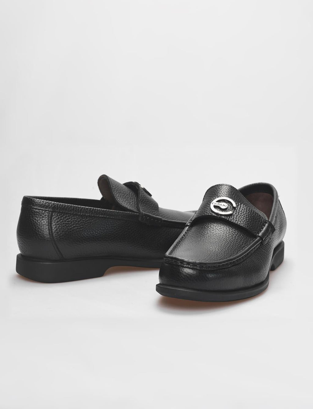 Genuine Leather Black Buckle Men's Casual Shoes