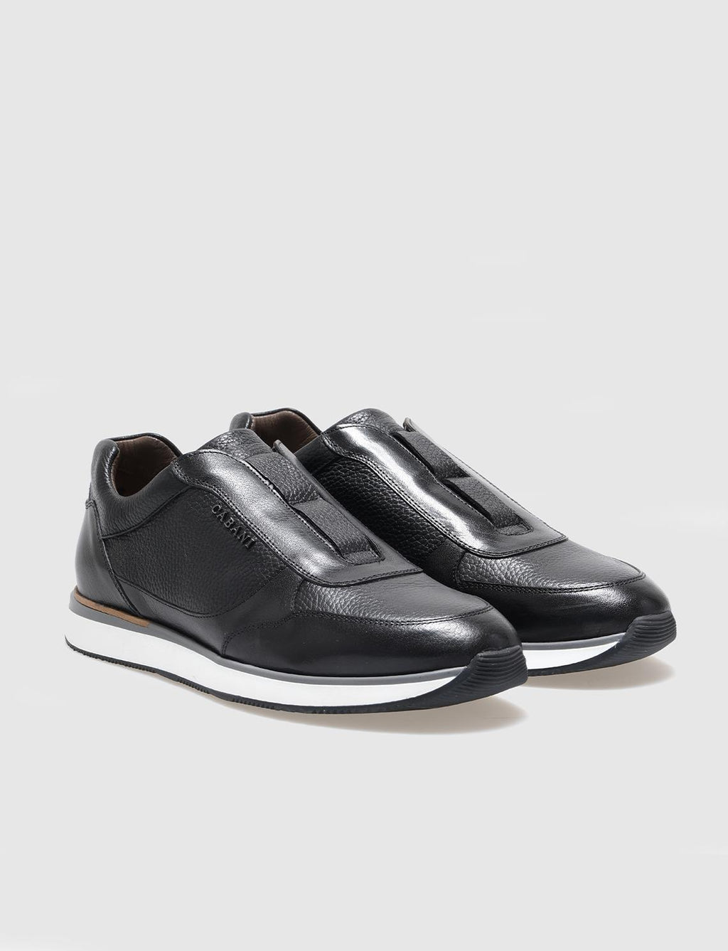 Genuine Leather Black Men's Athletic Shoes