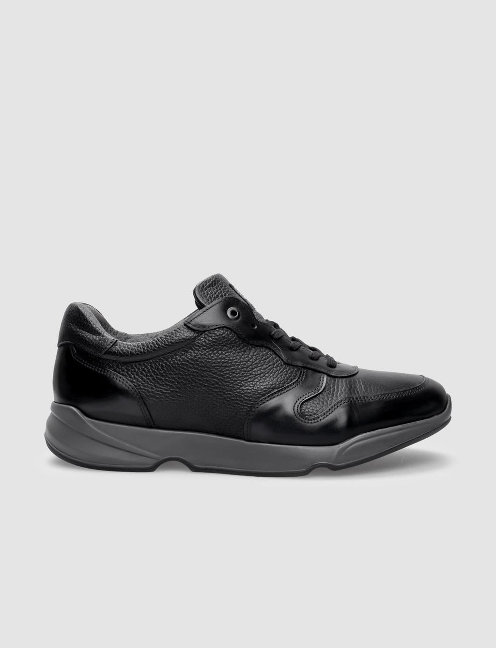 Genuine Leather Black Lace-up Men's Athletic Shoes