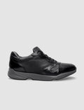 Genuine Leather Black Lace-up Men's Athletic Shoes