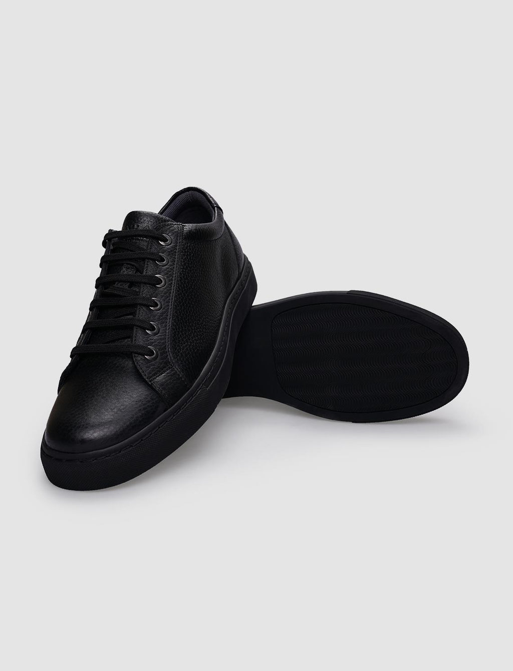 Genuine Leather Black Lace-up Men's Athletic Shoes