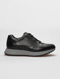 Genuine Leather Black Lace-up Men's Athletic Shoes